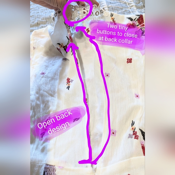 Indikah brand, shorts romper, ladies size 8, white w/gorgeous embroidery details - Picture 15 of 16